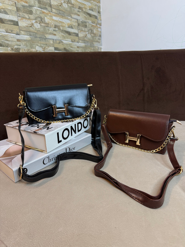کیف زنانه هرمس زنجیردارچرم صابونی